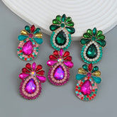 Dazzling Green Rhinestone Statement Earrings